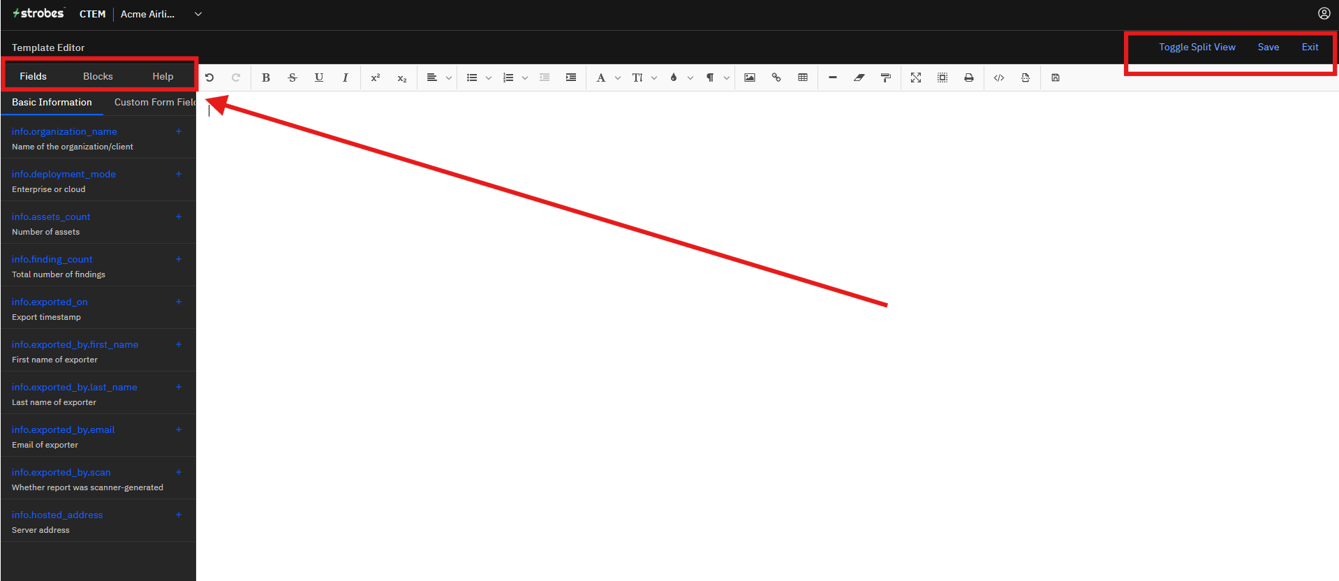Creating a Report Template: Step 3: Understand the Editor (screenshot 7)