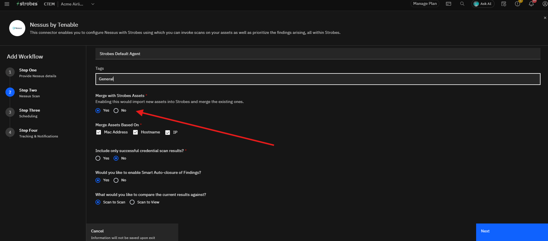 Configuring Nessus by Tenable in Strobes: Step 4: Configure the Nessus Scan Settings (screenshot 19)
