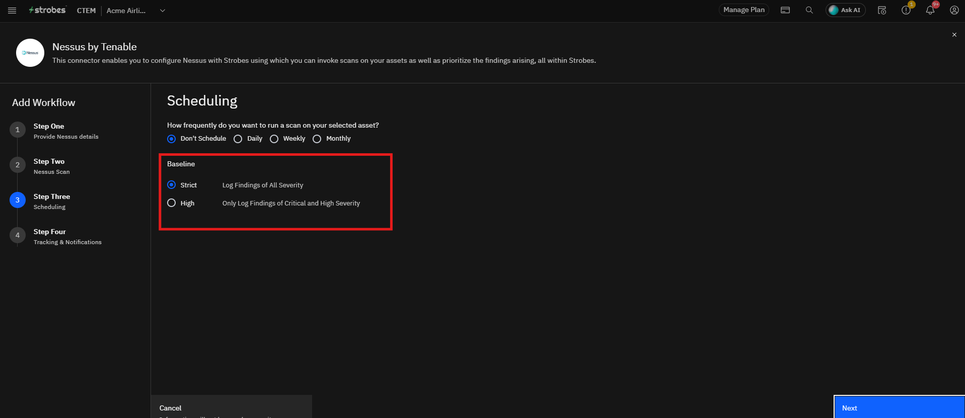Configuring Nessus by Tenable in Strobes: Step 5: Set Your Sync Schedule (screenshot 26)