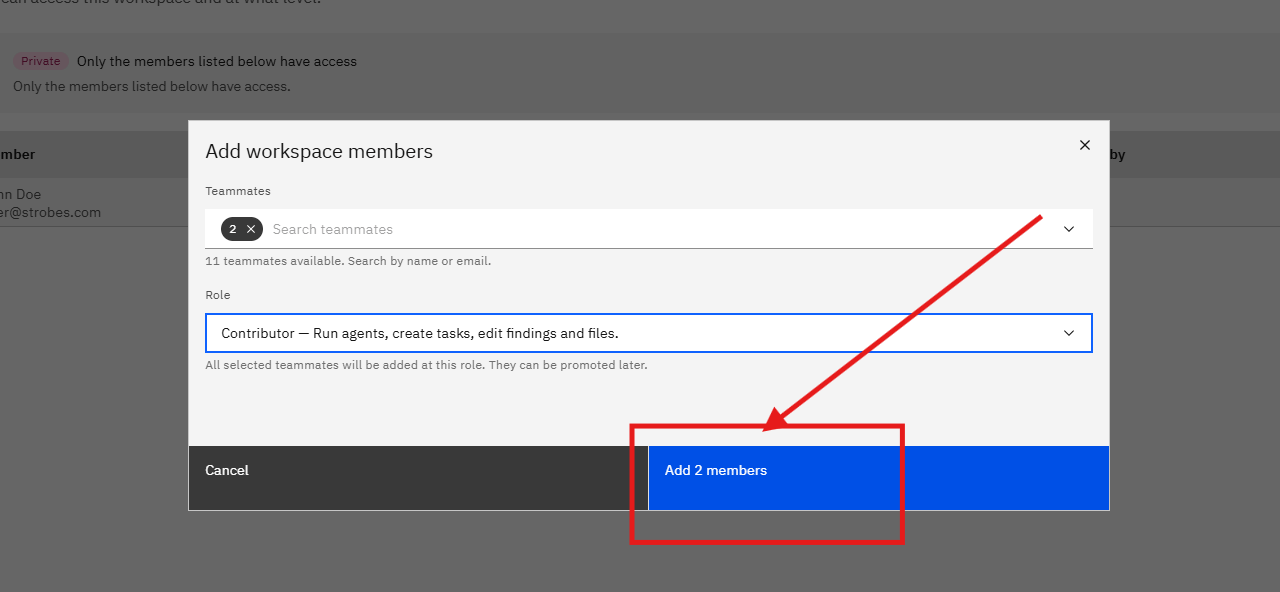 Managing AI Workspace Isolation and AI Member Access: Step 10 — Click Add Member (screenshot 11)