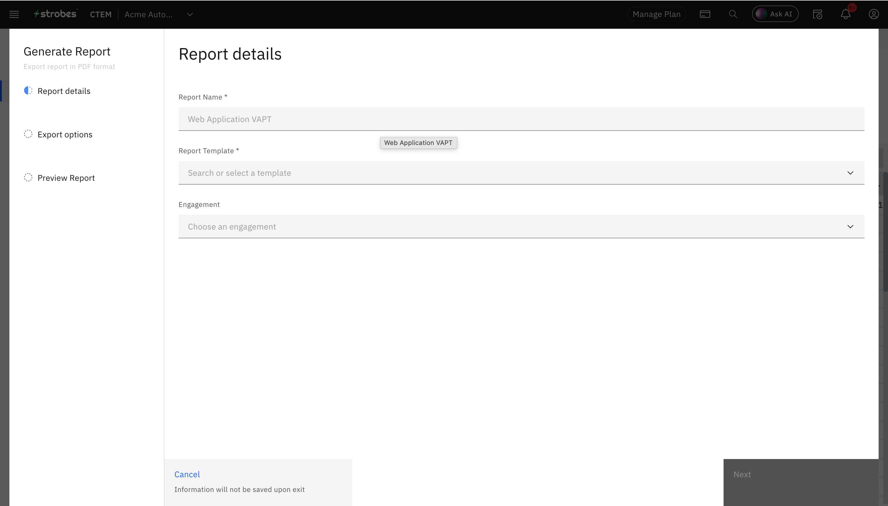 Generating PDF Reports: Exporting PDF Reports Directly from the Asset Page (screenshot 1)