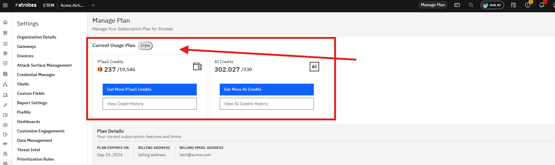 Managing Your Plan & Subscription: Current Usage Plan (screenshot 2)