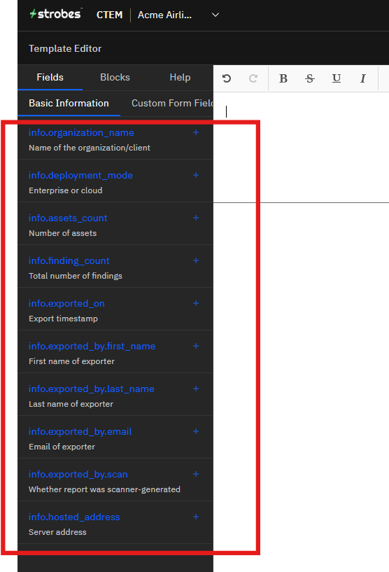 Creating a Report Template: Step 4: Insert Dynamic Fields (screenshot 11)