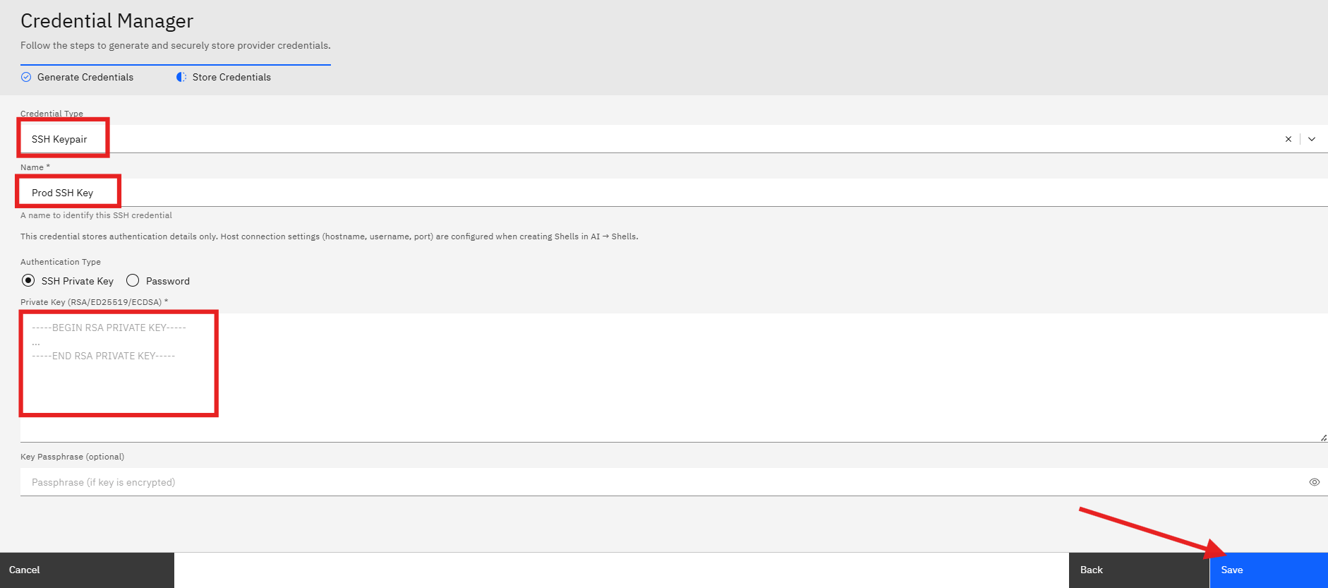 Setting up a Jumphost (SSH shell): Step 2 — Store credentials in Credential Manager (screenshot 5)