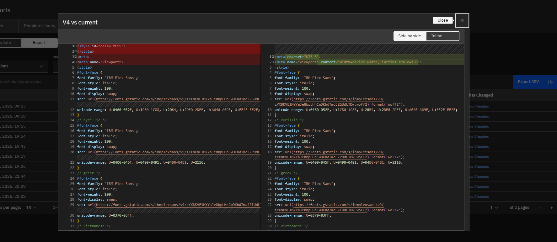 Report Audit Logs: Step 15 — Comparing with the current version (screenshot 15)
