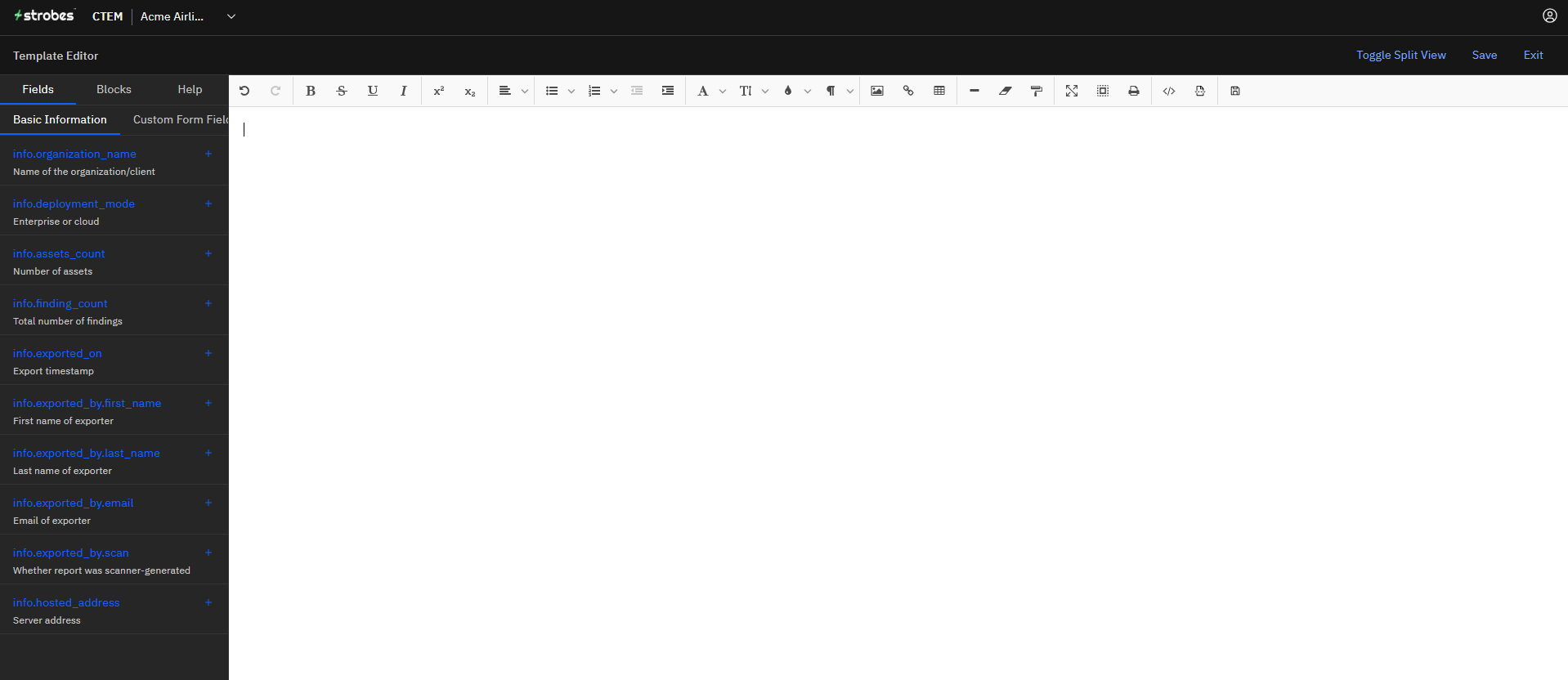 Creating a Report Template: Step 3: Understand the Editor (screenshot 6)