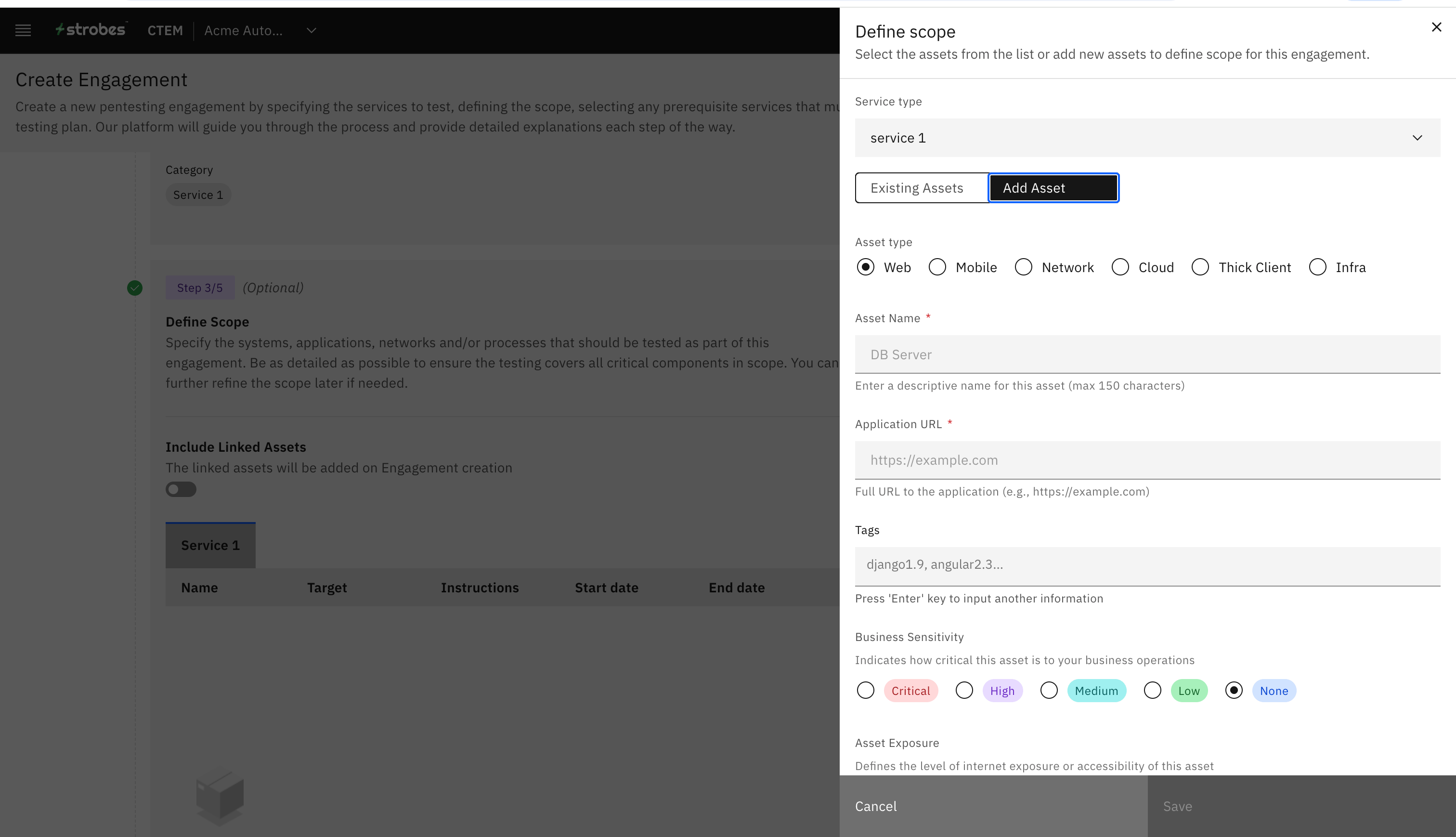 Creating an Engagement: Step 5: Define the Scope (screenshot 7)
