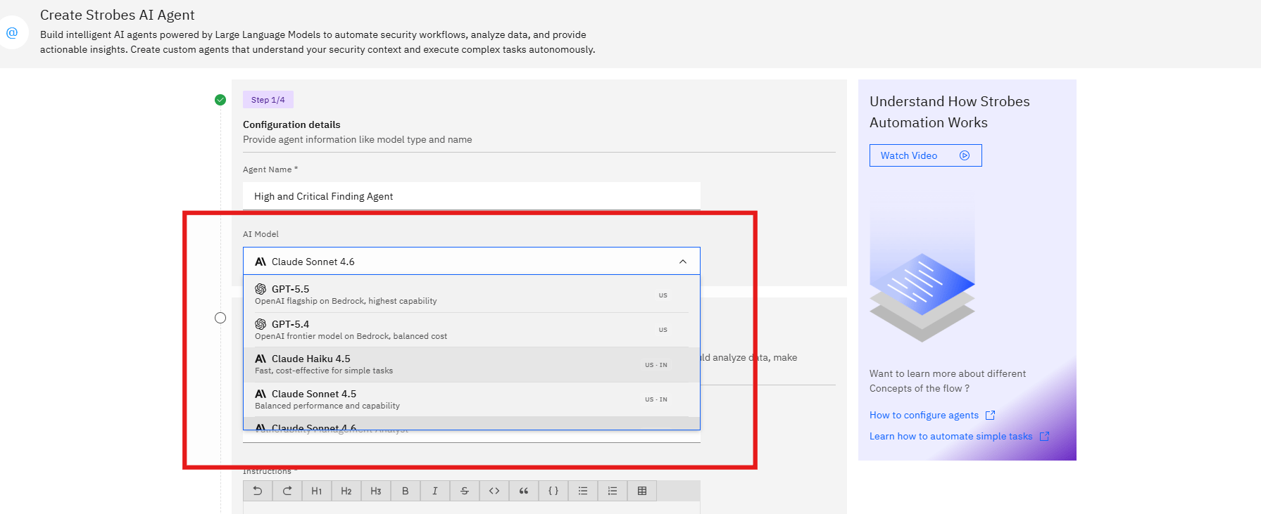 Custom AI Agents: Step 3: Configuration Details (Step 1 of 4) (screenshot 4)