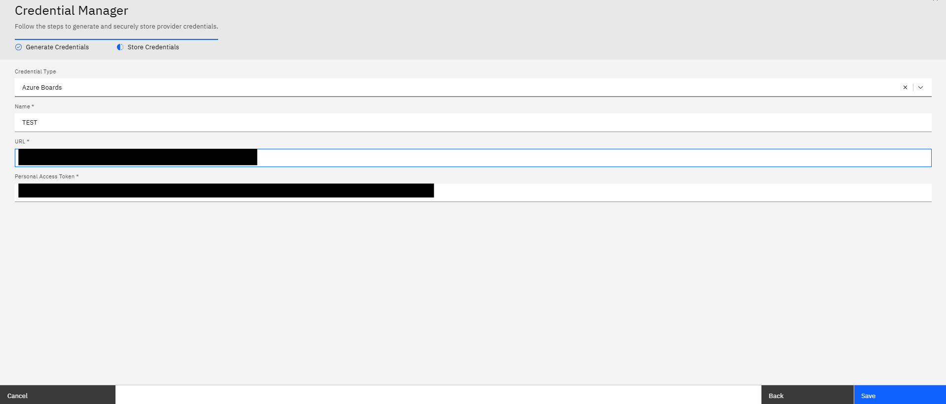 Configuring Azure Boards credentials: Step 2: Configure Azure Repos Credentials in Strobes (screenshot 11)