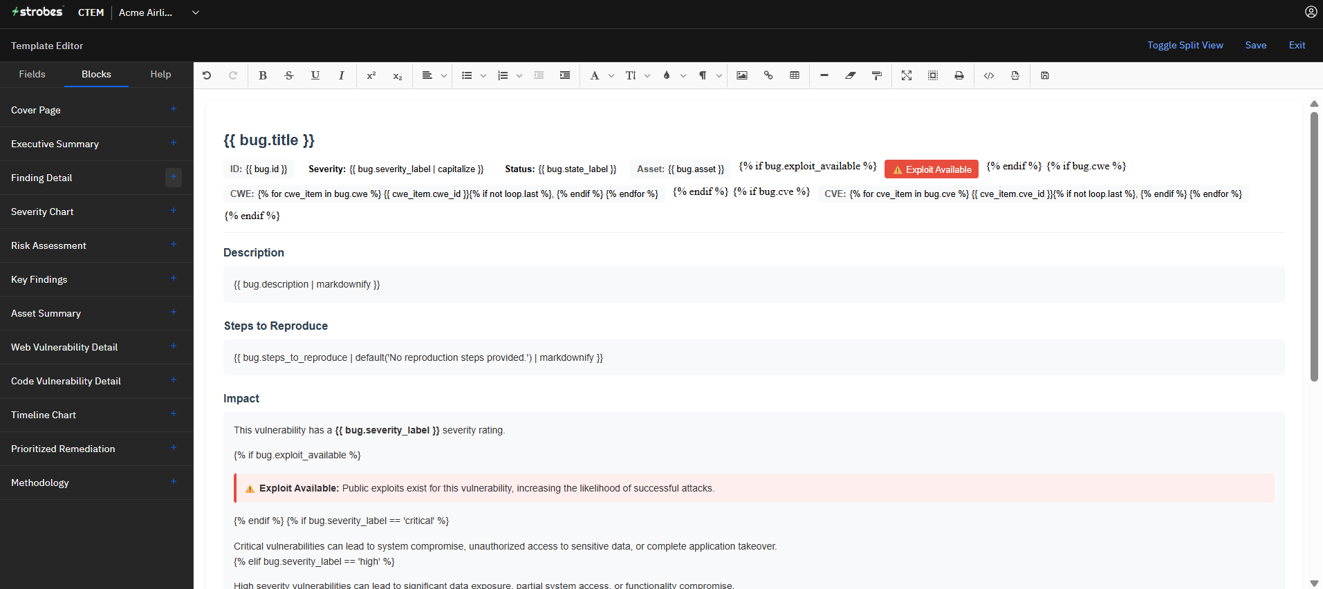 Creating a Report Template: Step 7: Finding Detail Block in Detail (screenshot 14)