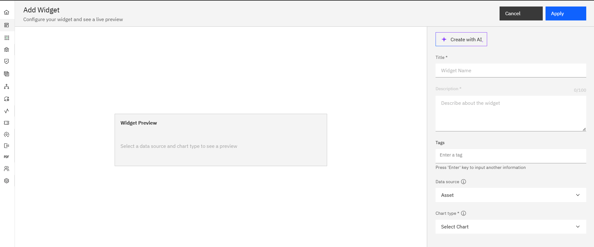 Creating a Widget: Step 1: Open the Add Widget Form (screenshot 4)