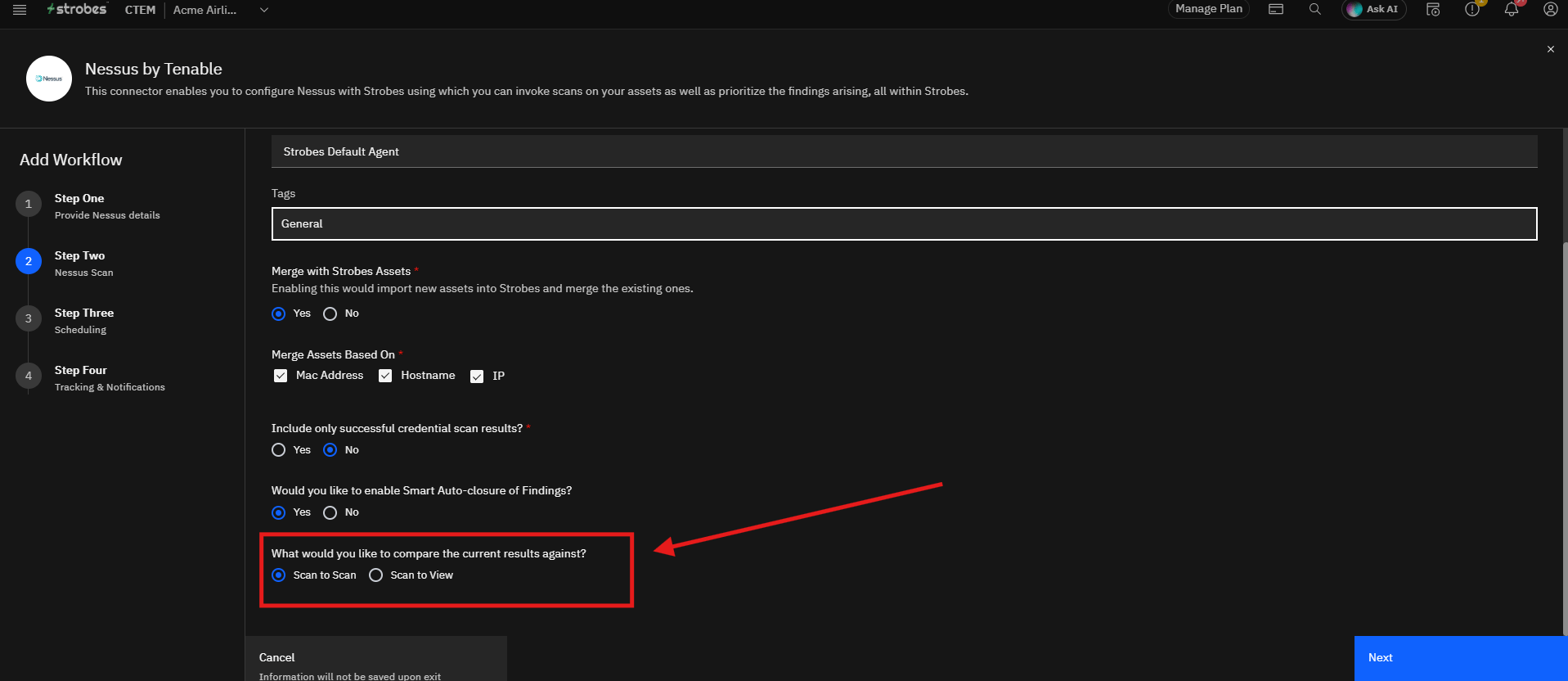 Configuring Nessus by Tenable in Strobes: Step 4: Configure the Nessus Scan Settings (screenshot 23)