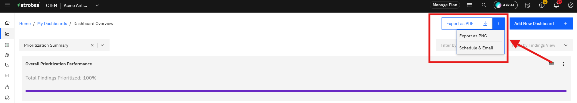 Customizing Default Dashboards: Export as PNG or Schedule by Email (screenshot 14)