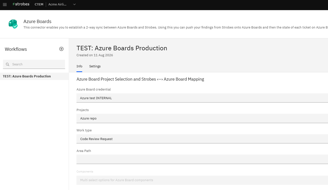 Configuring Azure Boards Integration with Strobes: Step 18 — Confirm the Workflow Was Created (screenshot 20)