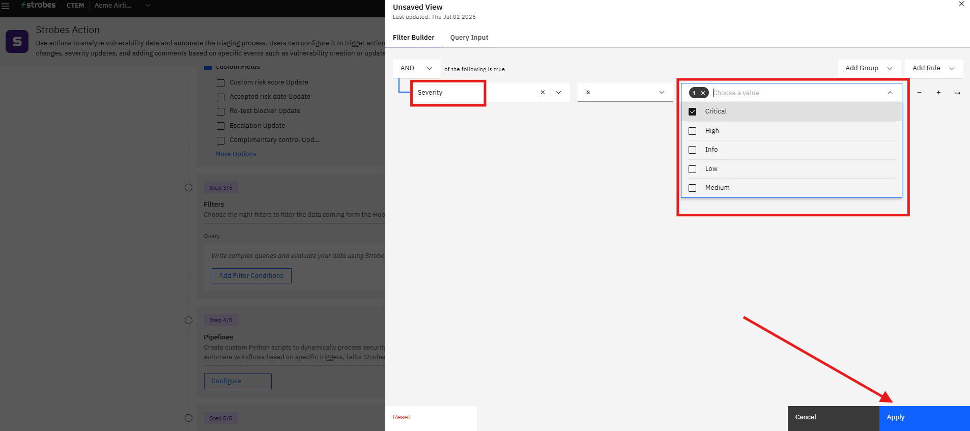 Launching an AI agent task: Step 3: Filters (Step 3 of 5) (screenshot 6)