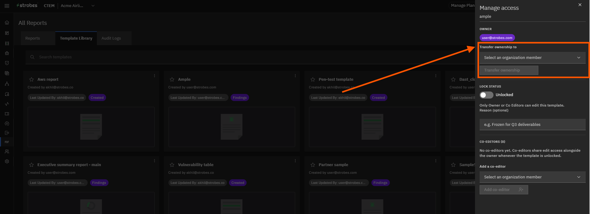 Using the Template Library: Step 12 — Transfer Template Ownership (screenshot 12)