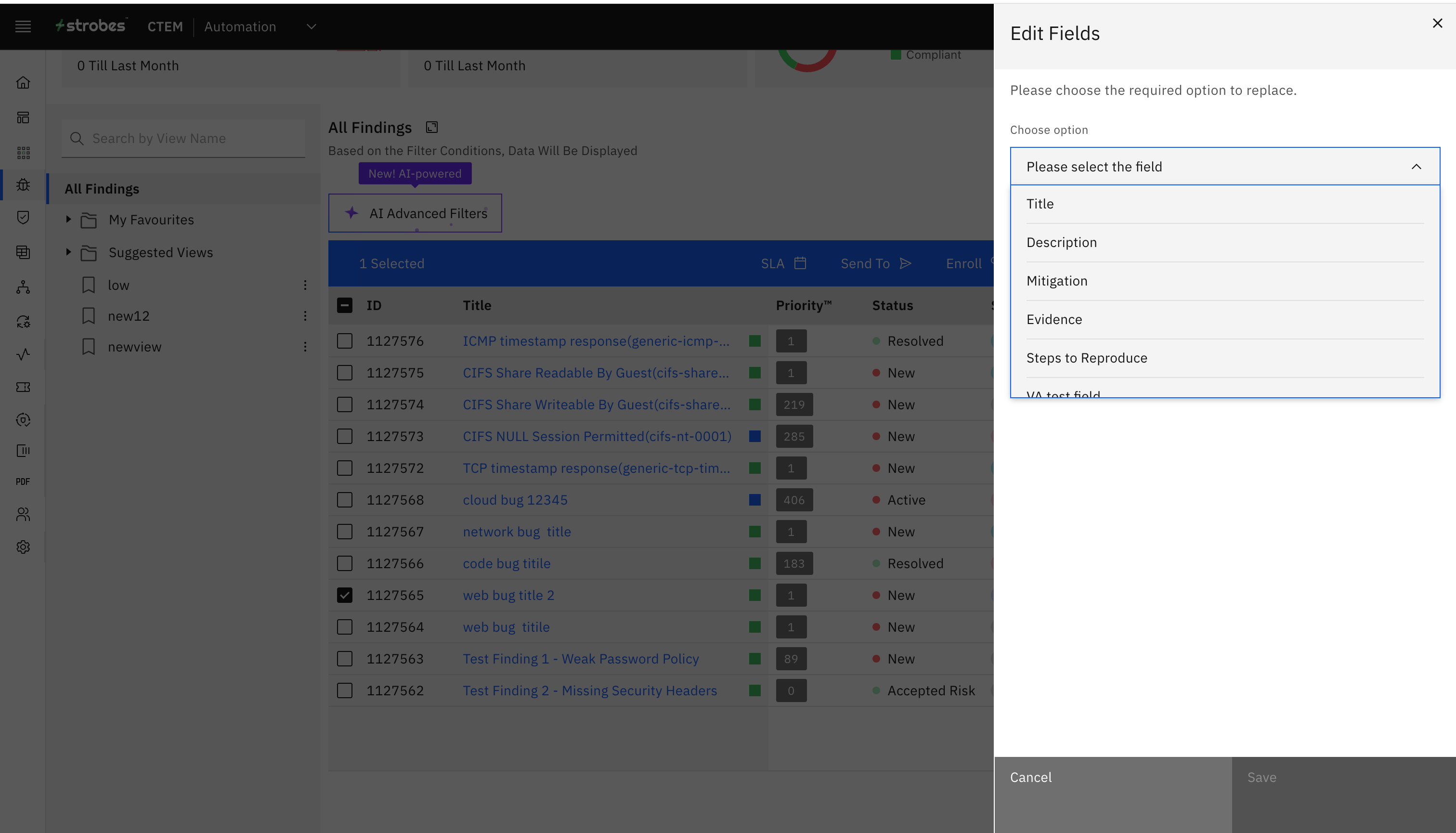 Bulk Updating Vulnerability Custom Fields Using CSV: Steps to Bulk Update Custom Fields (screenshot 1)