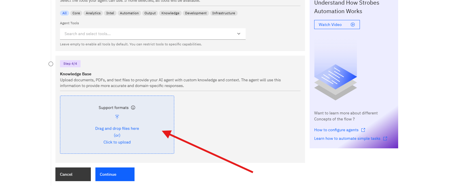 Custom AI Agents: Step 6: Knowledge Base (Step 4 of 4) (screenshot 7)