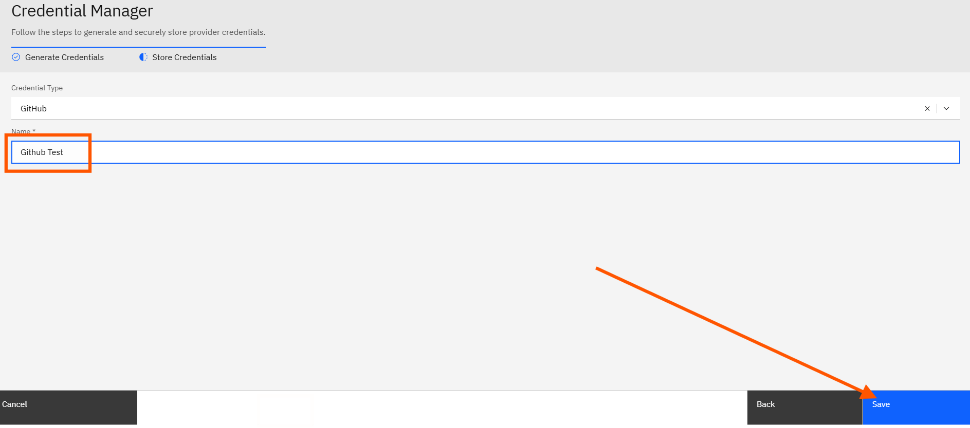 Configuring GitHub credentials: Step 1: Open Credential Manager in Strobes (screenshot 4)
