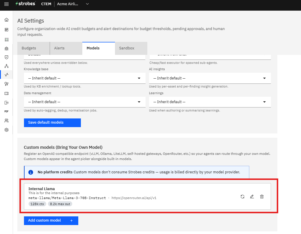 Bringing Your Own Model to Strobes: Assigning Your Model to an Agent (screenshot 15)