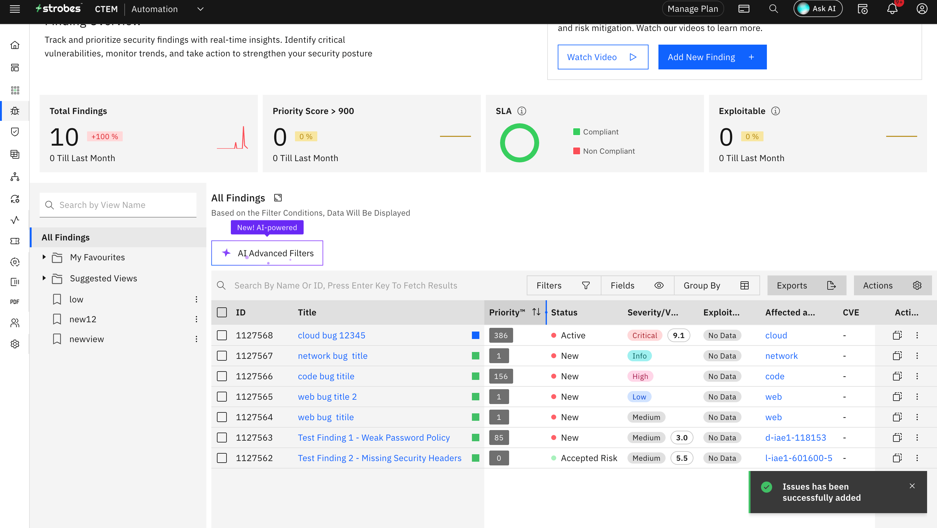 Bulk actions on findings: Add to Engagement Bulk Action (screenshot 20)