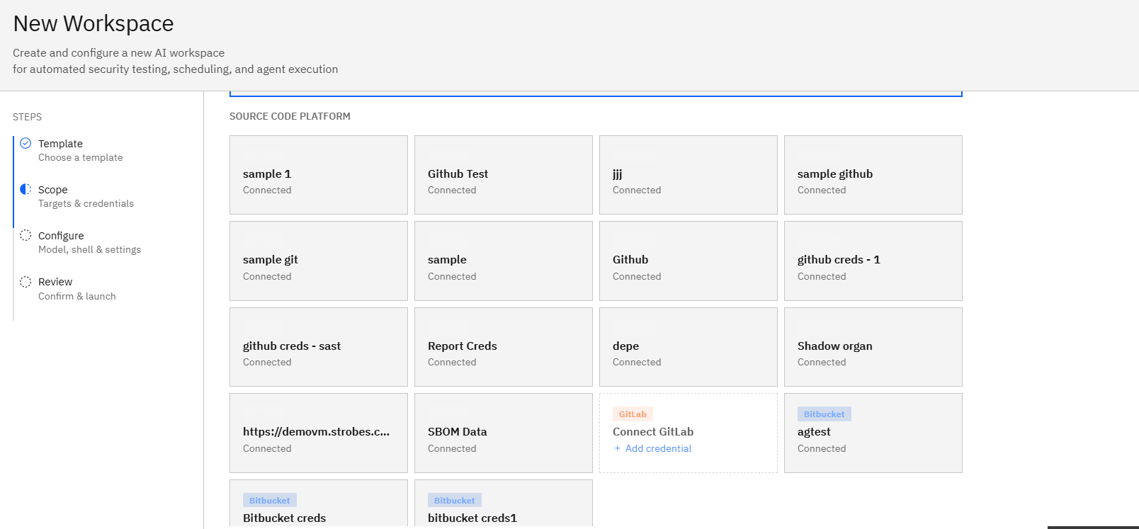 Code Review Assessment via Template: Step 2: Select a Source Code Platform (screenshot 7)