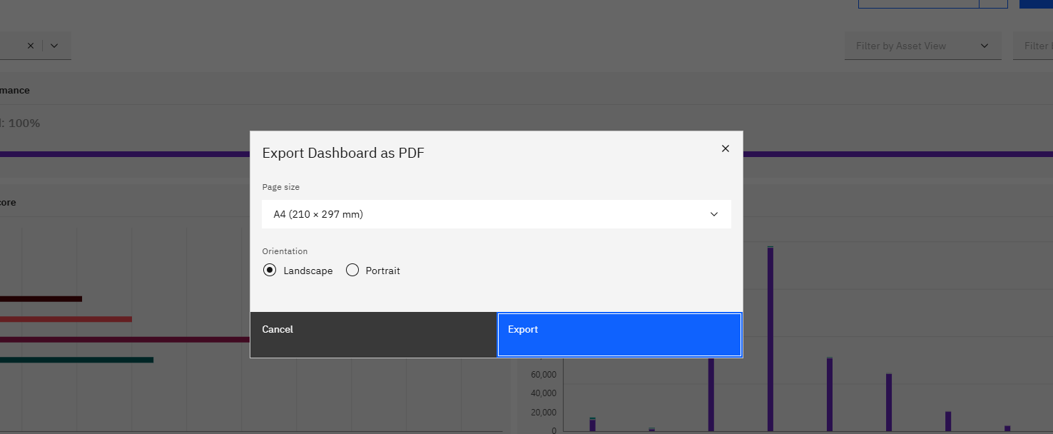 Customizing Default Dashboards: Export as PDF (screenshot 13)