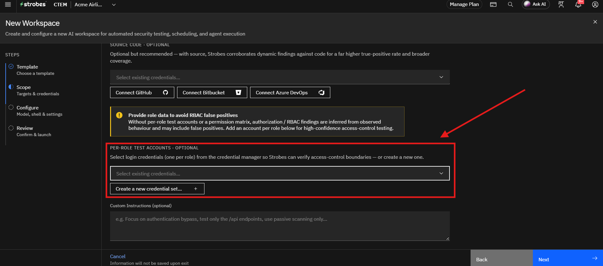 Running a Web Application Pentest by Strobes AI: Step 5: Add Per-Role Test Accounts (Optional) (screenshot 11)