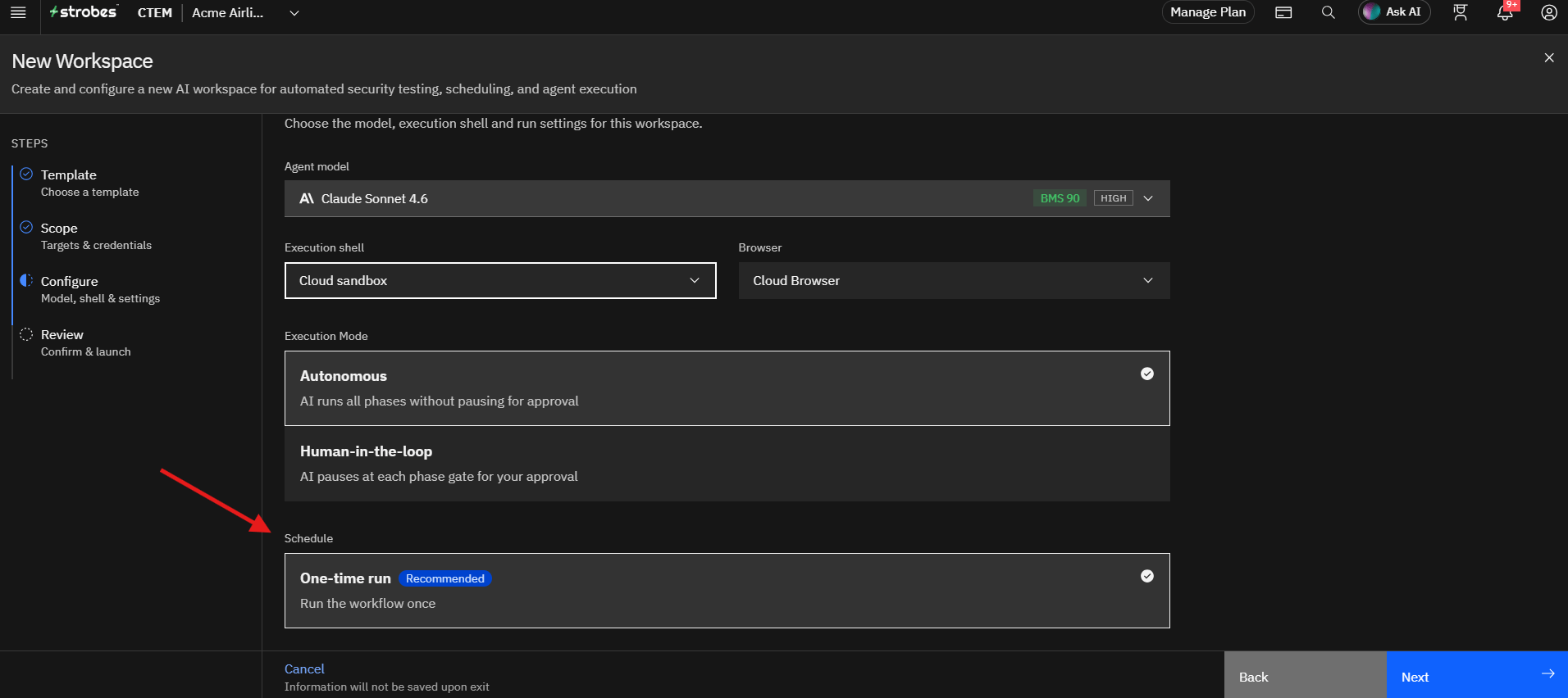 Running External Network Pentest by Strobes AI: Step 10: Review the Schedule (screenshot 16)
